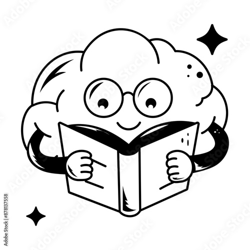 A hand drawn style icon of memorizing 