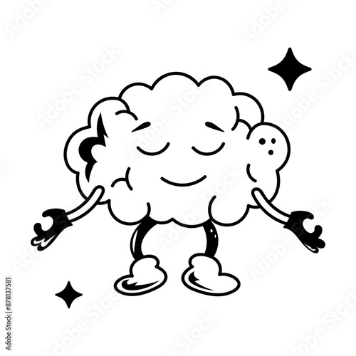 A doodle style icon of a calm mind 