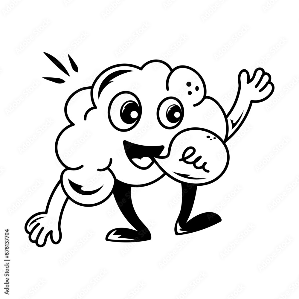 A hand drawn style icon of brain communication A hand drawn style icon of brain communication