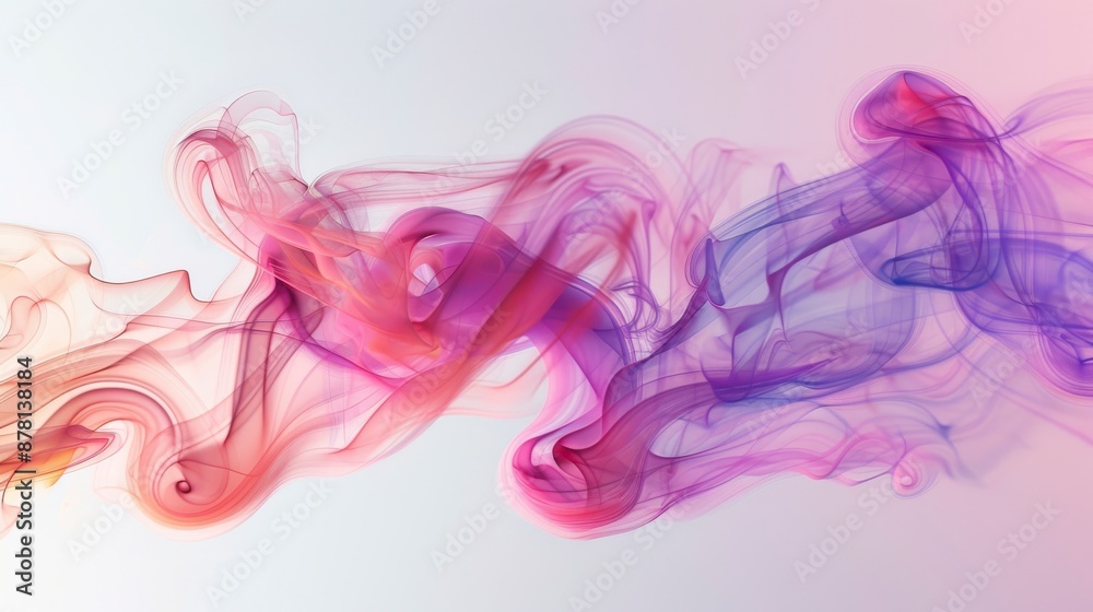 Pink and purple smoke swirls and dances on a white background Pink and purple smoke swirls and dances on a white background