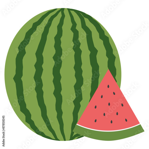 Watermelon Fruit in Flat Illustration Isolated on White Background