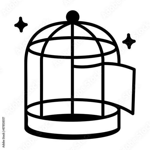 A doodle style icon of empty cage