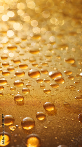 Gold bokeh drops of golden liquid like beer or champagne Christmas Mobile wallpaper 9:16