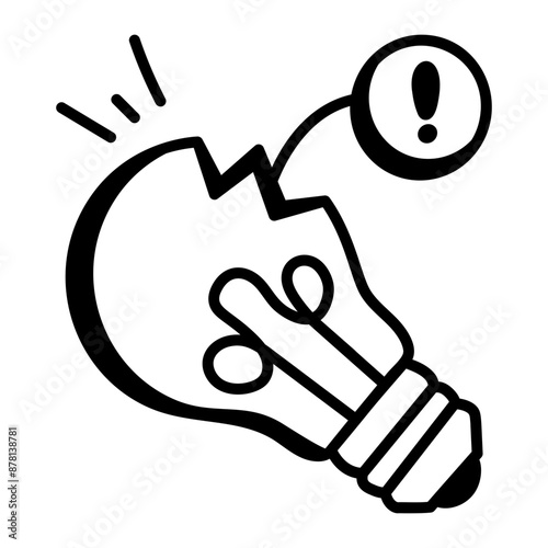 A hand drawn icon of broken bulb 