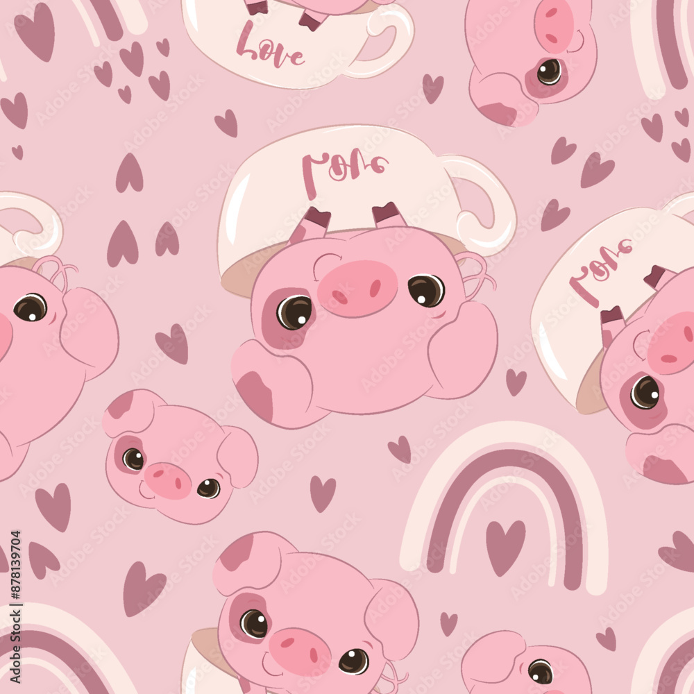 Cute baby animals seamless pattern