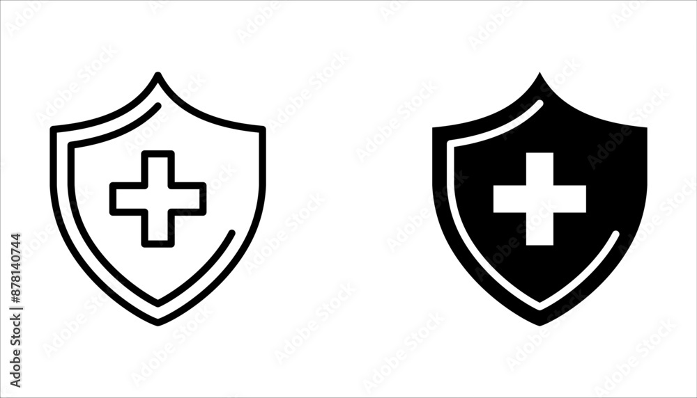 Fototapeta premium Medical Shield icon set, Medical protection vector on a white background