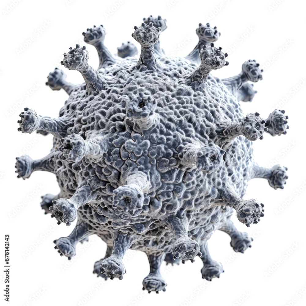 Fototapeta premium Coronavirus Isolated. White Background 3D Render with Mobile Phone Model