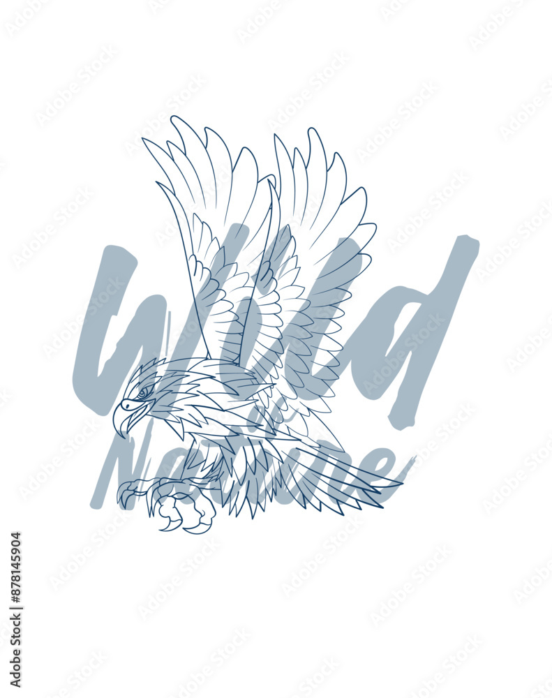 Naklejka premium eagle vector with text wild of nature in transparent background
