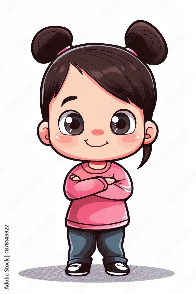 Adorable baby girl chibi illustration. Happy cartoon characters in this cute picture. Adorable baby girl chibi illustration. Happy cartoon characters in this cute picture.
