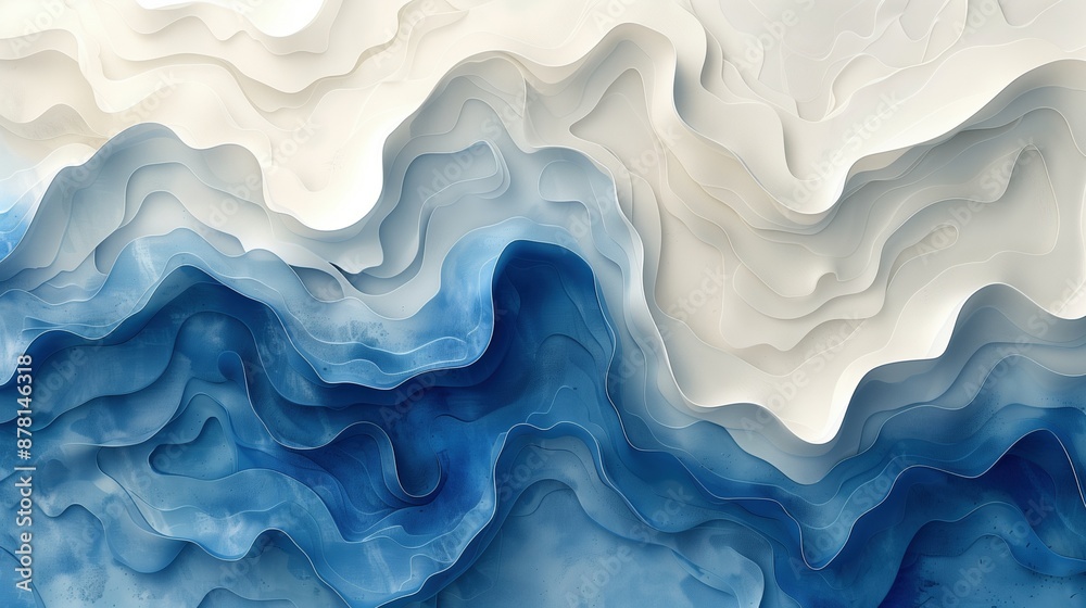 Intricate flowing layers in shades of blue white texture background image. Smooth transitions wavy photo backdrop wallpaper realistic. Abstract composition concept photorealistic Intricate flowing layers in shades of blue white texture background image. Smooth transitions wavy photo backdrop wallpaper realistic. Abstract composition concept photorealistic