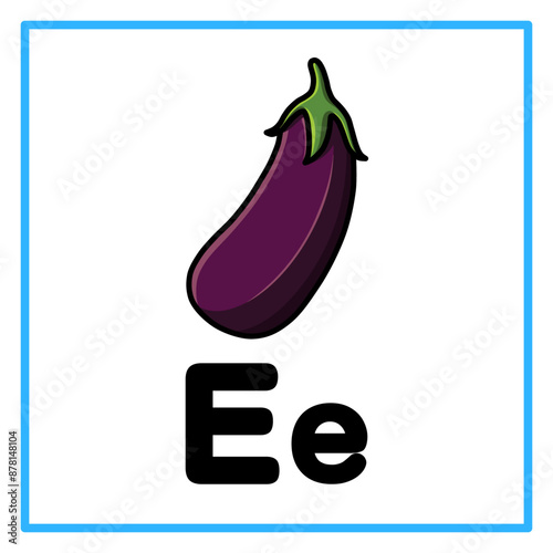 fresh eggplant alphabet e illustration