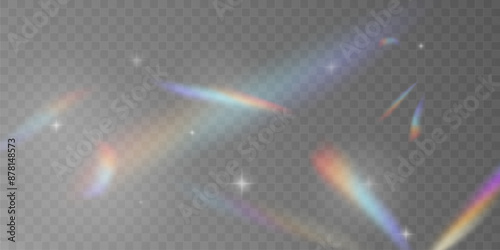Multicolored light effect and zigzag ribbons falling from above on streamer, tinsel vector