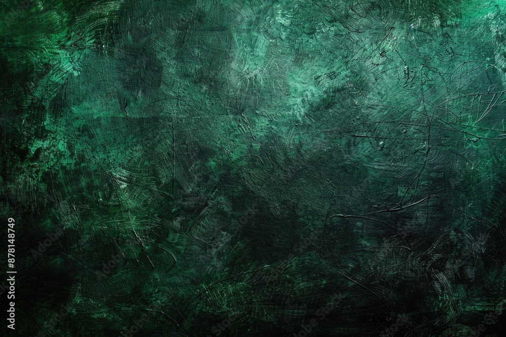 Fototapeta premium Dark Green Background Texture with Black Vignette in Old Vintage Artistic Design