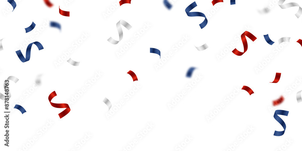red and blue confetti background Spectacular zigzags descend in celebration. Festive decoration vector illustration red and blue confetti background Spectacular zigzags descend in celebration. Festive decoration vector illustration