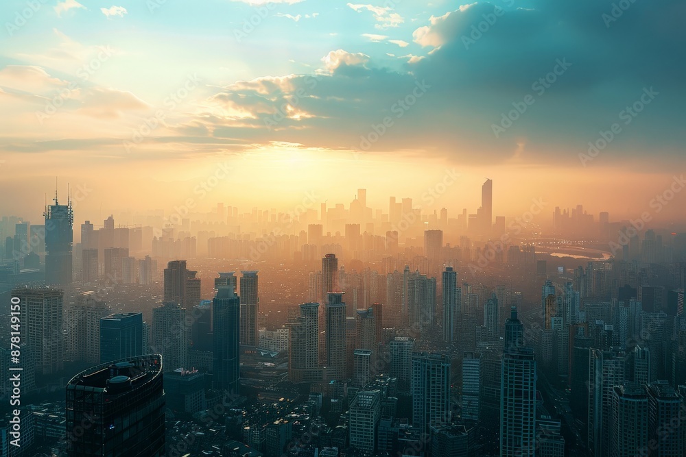 Fototapeta premium Sunset over City Skyline.