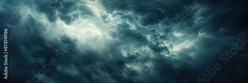 Dark Sky. Dramatic Stormy Clouds in Moody Cloudscape for Web Banner
