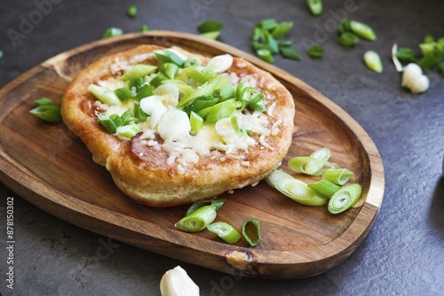 Fresh fried Lángos, traditional hungarian food