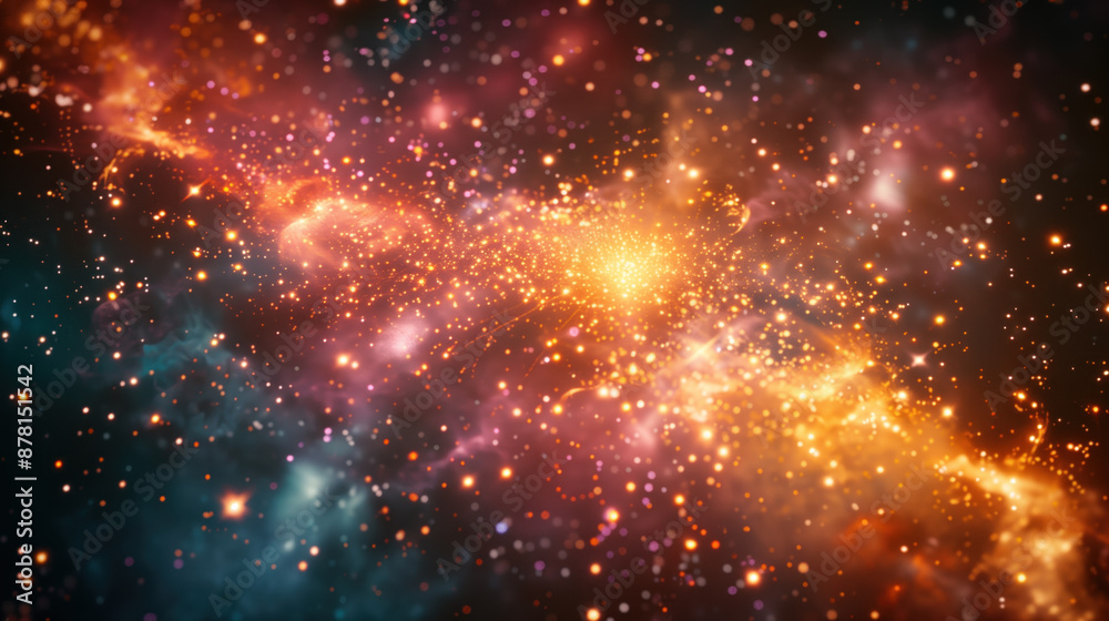 Galaxy with bright stars and nebulae Galaxy with bright stars and nebulae