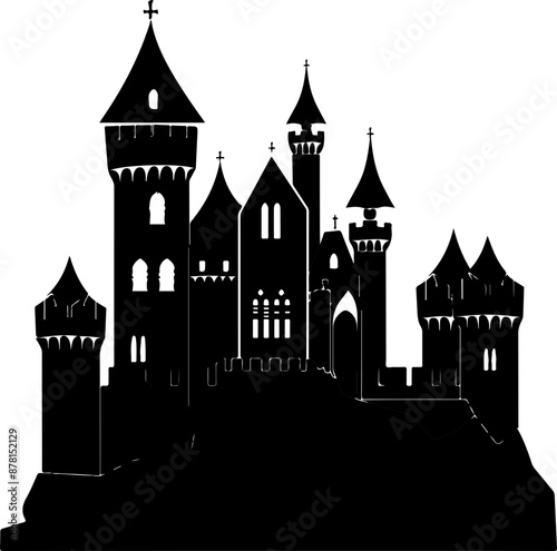 Silhouette of Fairytale Castle - Fantasy and Mystique with Copy Space