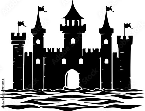 Silhouette Castle Drawing: Medieval Strength and Mystery