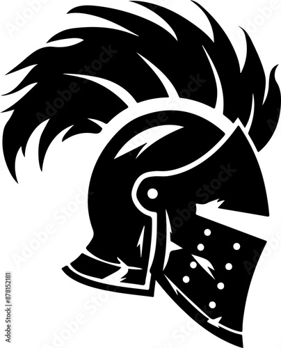 Stylized Knight Helmet Graphic Symbolizing Bravery and Valor