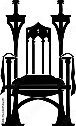Vintage Gothic Throne Silhouette Representing Power and Authority