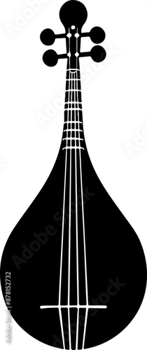 Graphic Illustration of a Stringed Instrument Symbolizing Music and Art