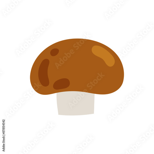 Fresh mushroom champignon in flat style on a white background. Healthy food. Ingredient for cooking.