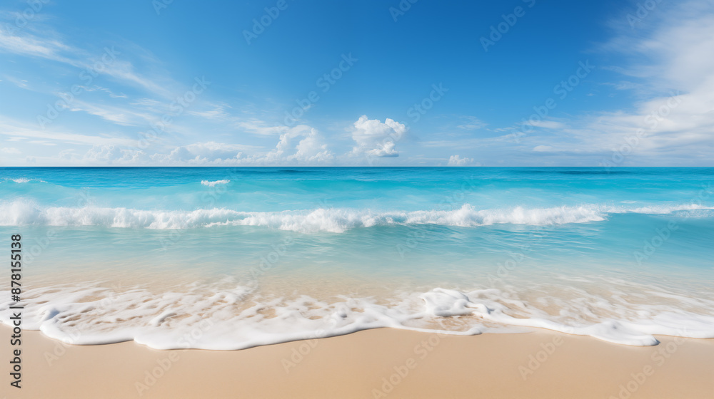 Tropical beach with blue sky and sea. Beach background. Summer beach and sea Tropical beach with blue sky and sea. Beach background. Summer beach and sea