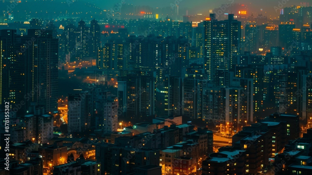 Glowing Cityscape: Real Estate Website Background Glowing Cityscape: Real Estate Website Background