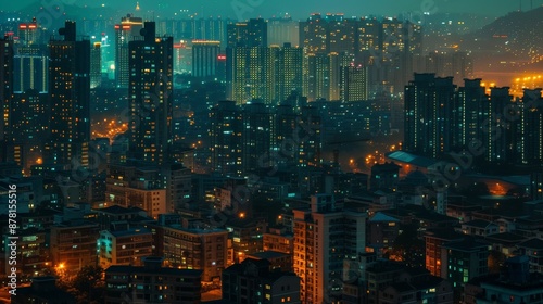 Wallpaper Mural Glowing Cityscape: Real Estate Website Background Torontodigital.ca