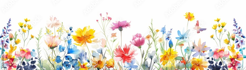 Obraz premium Ethereal Nature Celebration: Watercolor Fireworks Flowers on White Background