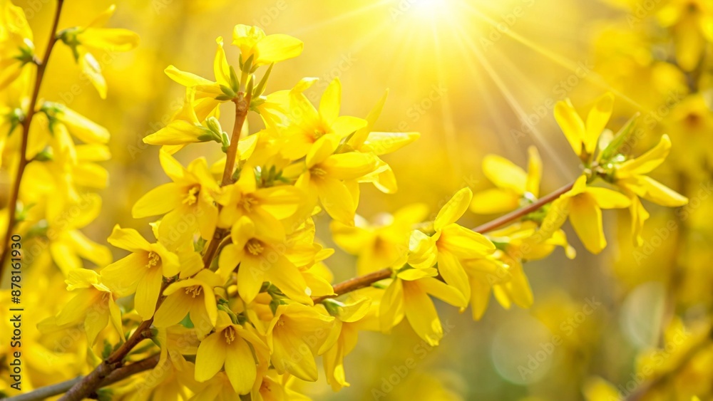 flowering forsythia in springtime flowering forsythia in springtime