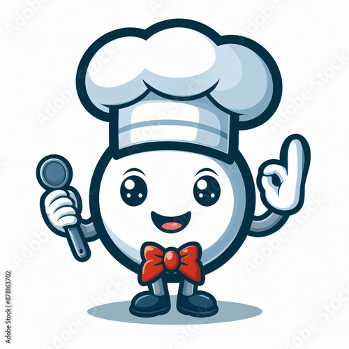 A chef mascot cartoon illustration in white background