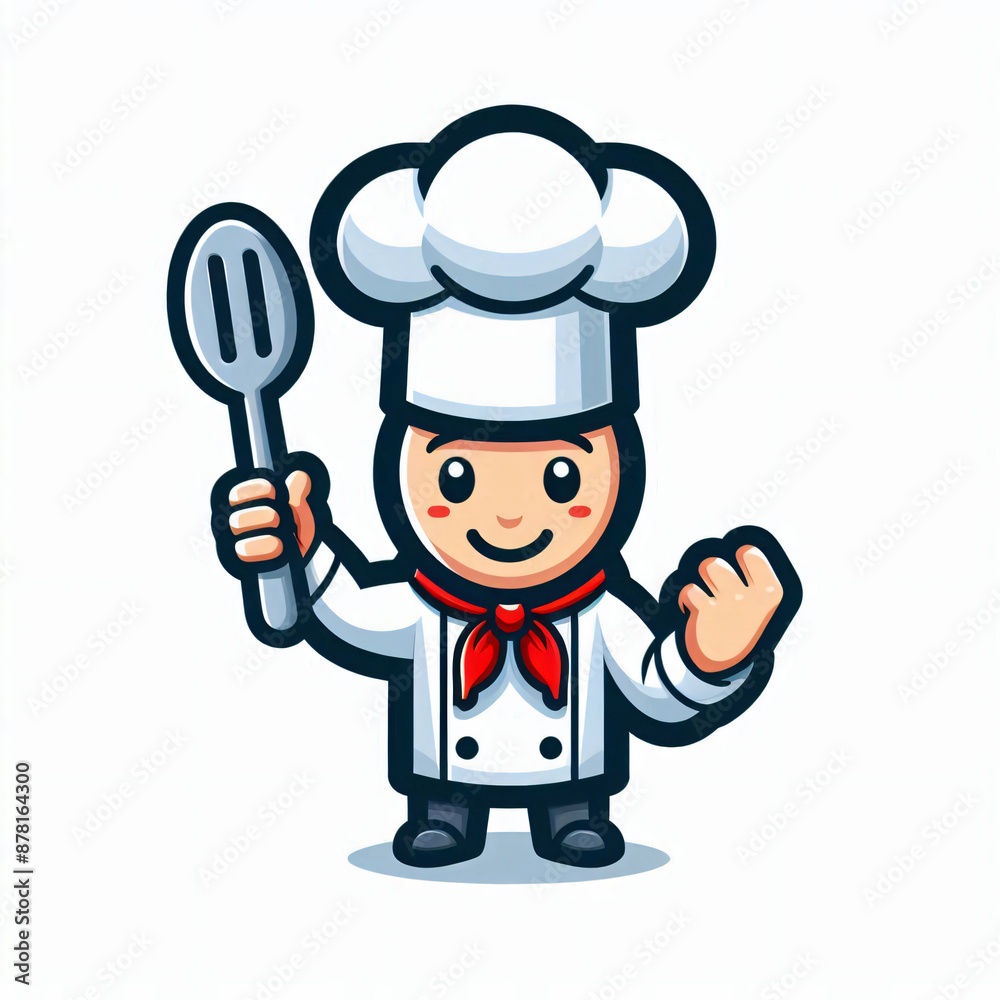 A chef mascot cartoon illustration in white background A chef mascot cartoon illustration in white background