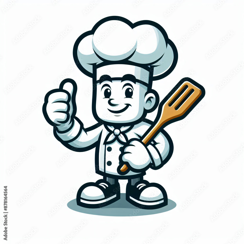 A chef mascot cartoon illustration in white background A chef mascot cartoon illustration in white background