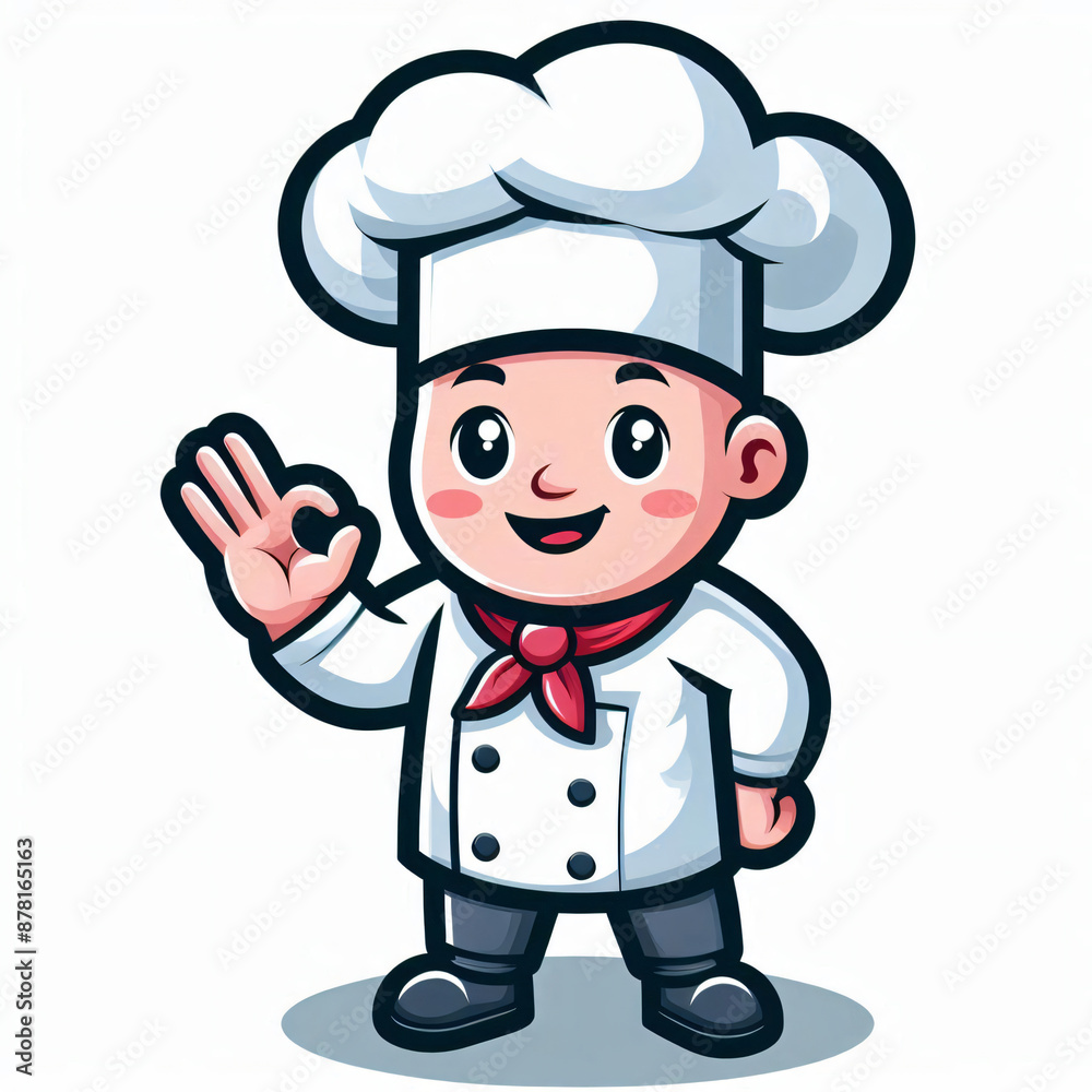 A chef mascot cartoon illustration in white background A chef mascot cartoon illustration in white background