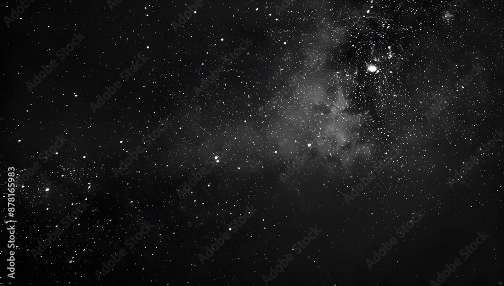 Obraz premium Starry sky at night, dark blue background, starry field, glowing stars, blurred stars in the lower left corner of the screen, minimalism, wide angle