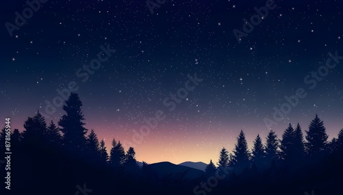 Starry sky at night, dark blue background, starry field, glowing stars, blurred stars in the lower left corner of the screen, minimalism, wide angle