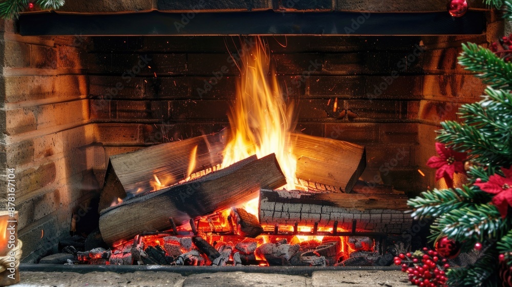 Fireplace Fire: Burning Logs in Cozy Home to Keep Warm during Winter Fireplace Fire: Burning Logs in Cozy Home to Keep Warm during Winter