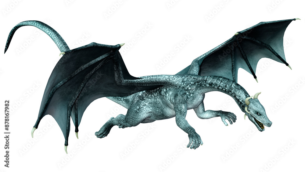 Fototapeta premium 3D Rendering Fairy Tale Dragon on White