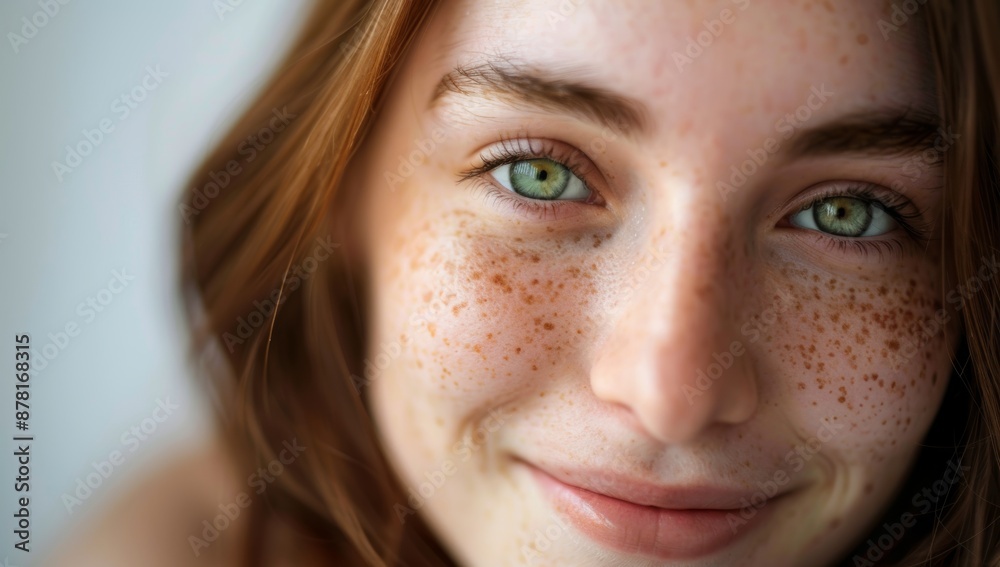 A beautiful woman with brown hair and freckles Beautiful young woman with flawless skin. Portrait of a beautiful model wearing natural nude makeup. Spa, skincare, and wellbeing. White background A beautiful woman with brown hair and freckles Beautiful young woman with flawless skin. Portrait of a beautiful model wearing natural nude makeup. Spa, skincare, and wellbeing. White background