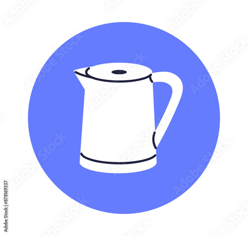 Electric tea kettle, circle icon. Kitchen appliance for boiling water. Domest...