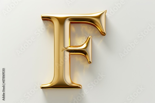 The letter F is made of gold and is shiny