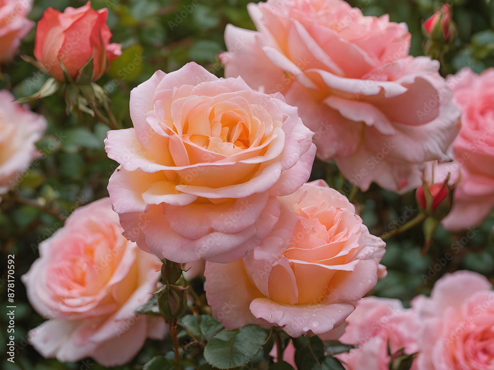 Blooming Roses in Garden Blooming Roses in Garden