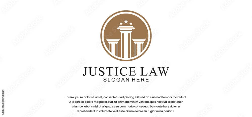Obraz premium law logo with pillars of justice symbol concept, creative premium of lawyer and law office