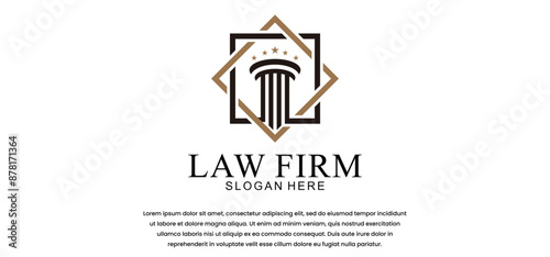 law logo with pillars of justice symbol concept, creative premium of lawyer and law office