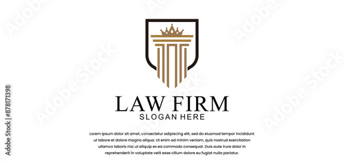 law logo with pillars of justice symbol concept, creative premium of lawyer and law office