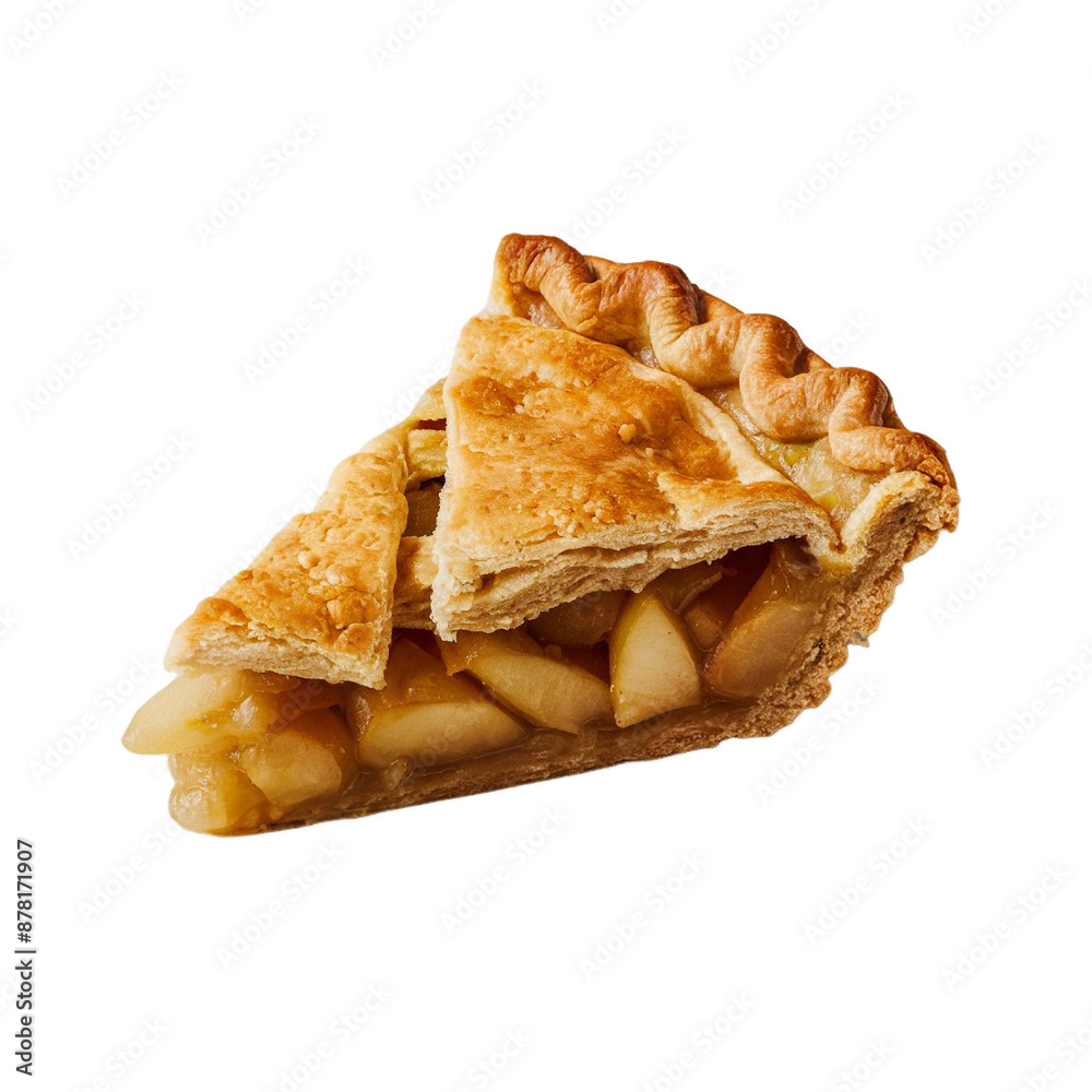TRANSPARENT PNG ULTRA HD 8K A classic slice of apple pie, with golden flaky crust and warm apple filling, resting gently against a transparent background TRANSPARENT PNG ULTRA HD 8K A classic slice of apple pie, with golden flaky crust and warm apple filling, resting gently against a transparent background