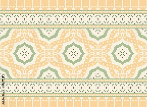 Geometric ethnic oriental seamless pattern traditional Design for background,carpet,wallpaper.clothing,wrapping,Batik fabric,Vector illustration.embroidery style - Sadu, sadou,